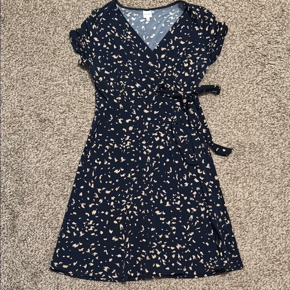 Kaileigh Navy and Cream Patterned Midi Dress